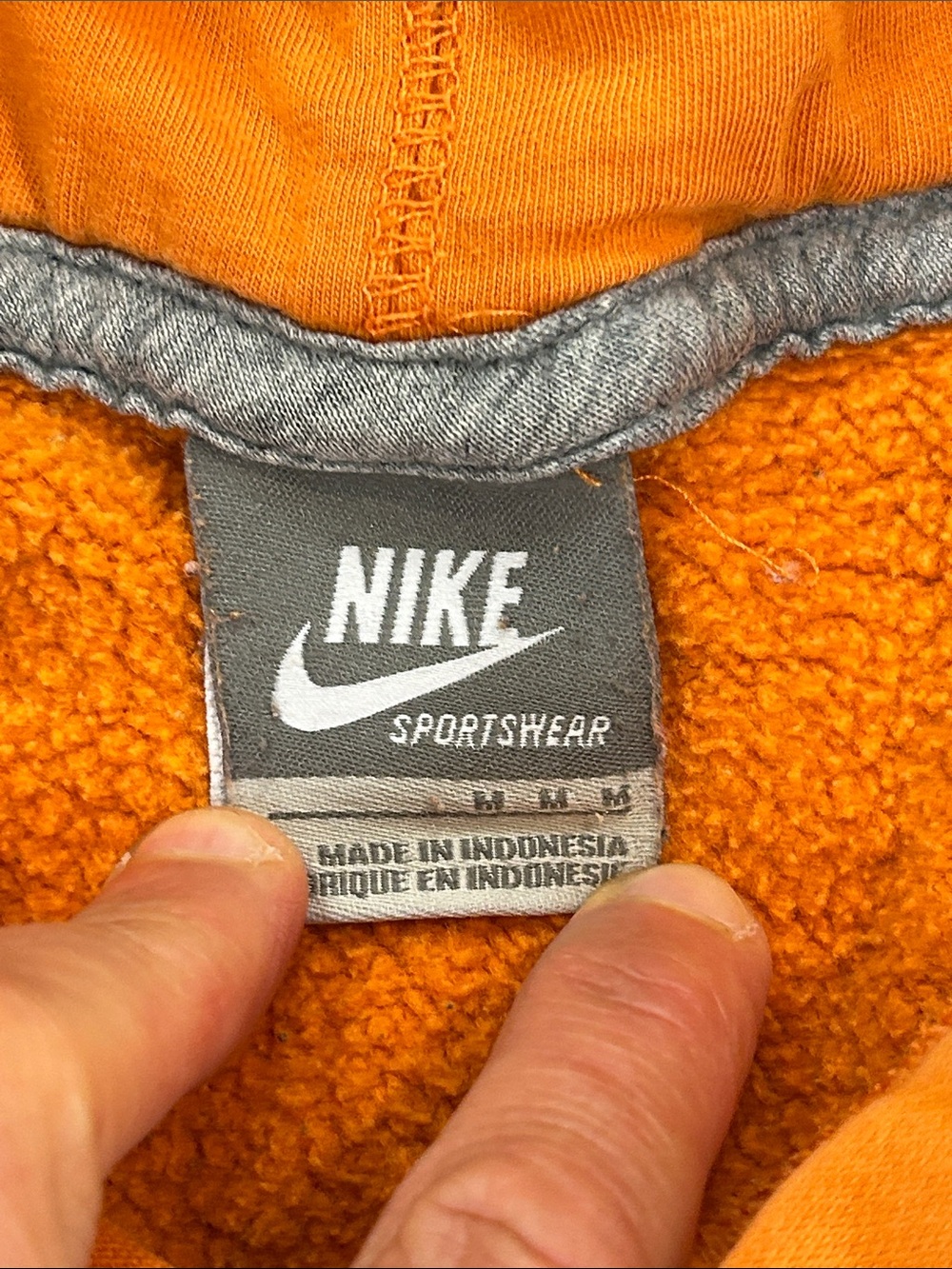 Nike Men's Orange Pullover Hoodie with Embroidered Swoosh image 8
